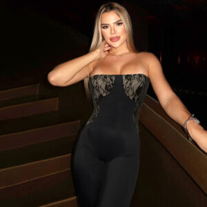 Silhouettes Strapless Backless Tube Top Jumpsuit – Women's One-Piece Elegance